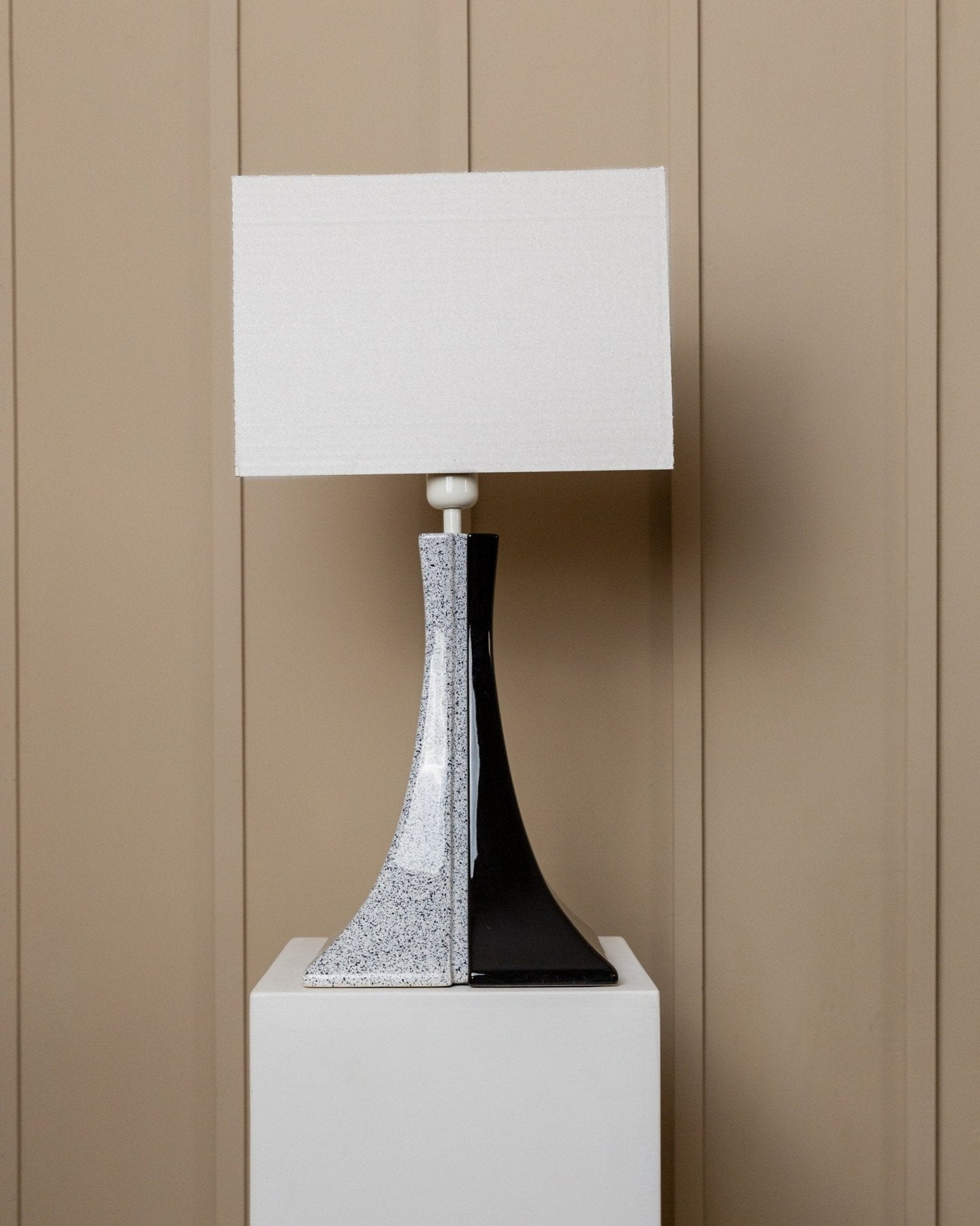 Vintage Lampe schwarz weiß handgemacht Italien Keramik