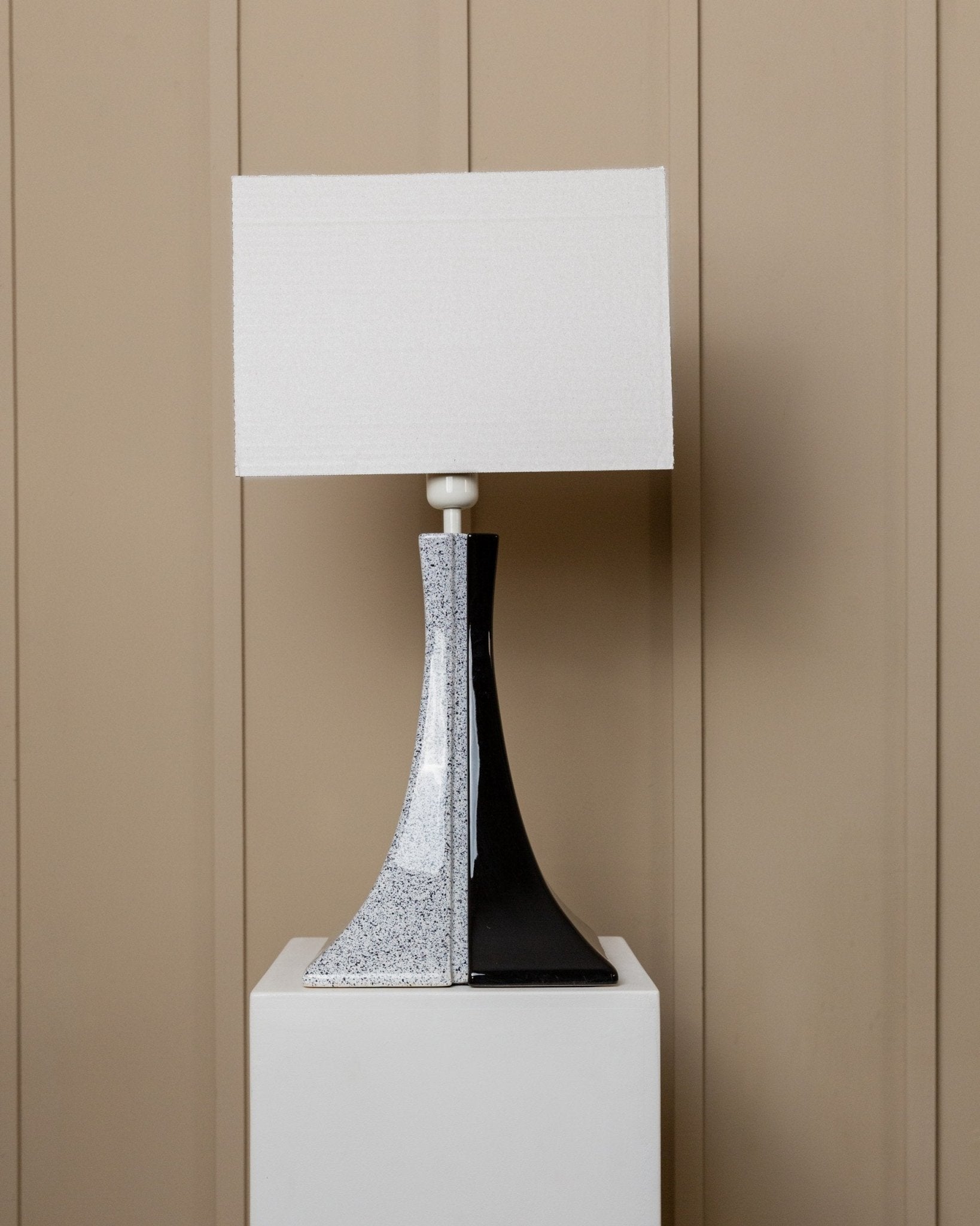 Vintage Lampe schwarz weiß handgemacht Italien Keramik