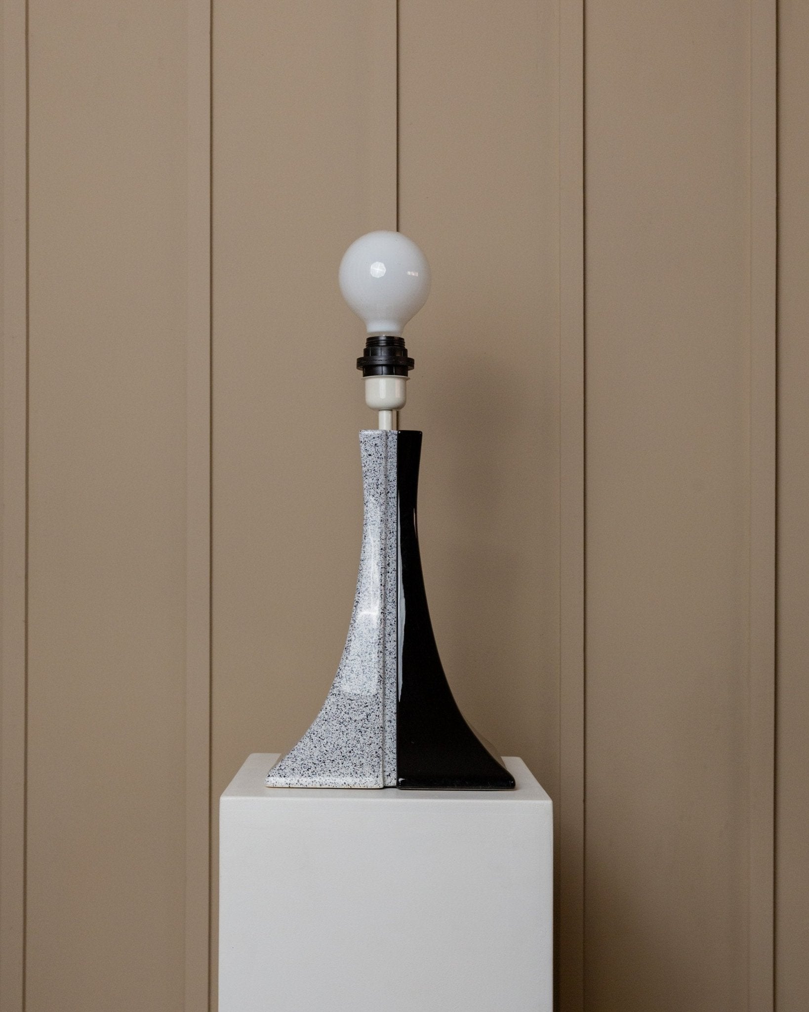 Vintage Lampe schwarz weiß handgemacht Italien Keramik