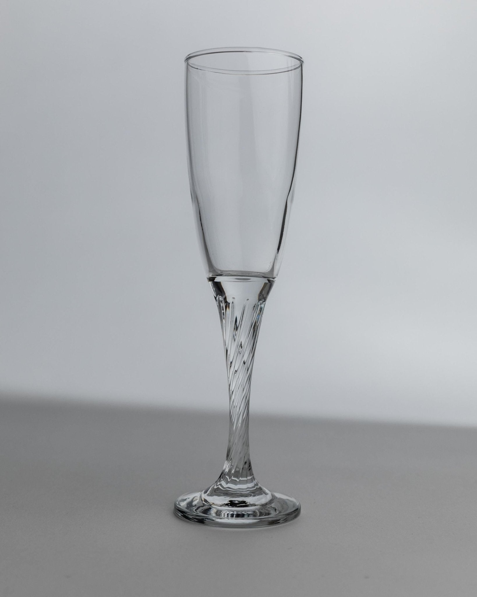 Vintage Champagnerglas Set von 8, geschwungener Stiel, klar, Geschenkidee