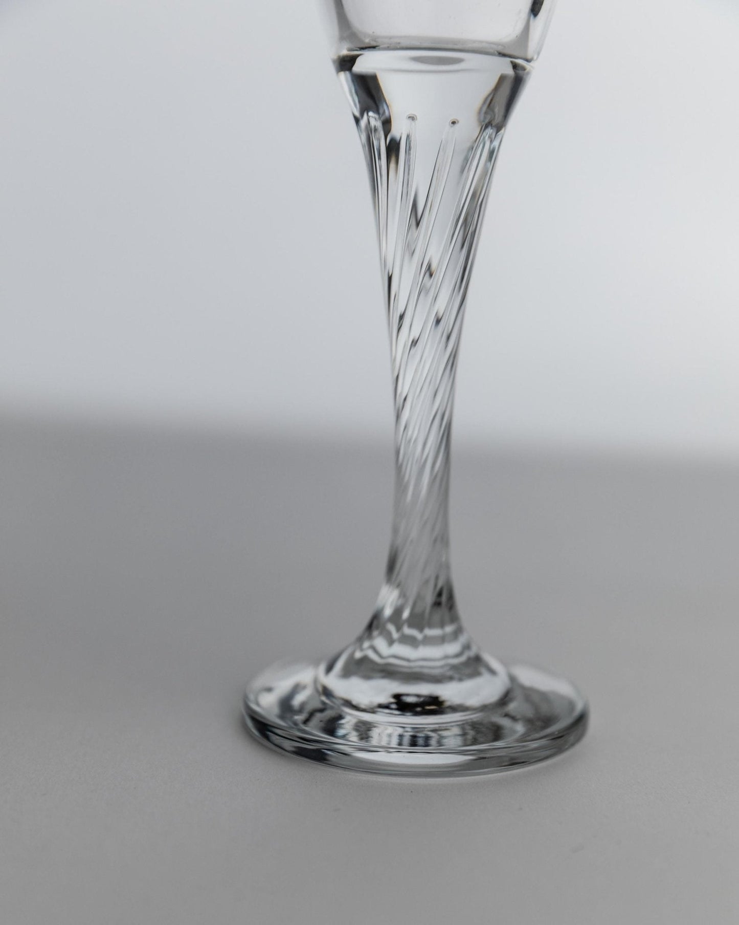 Vintage Champagnerglas Set von 8, geschwungener Stiel, klar, Geschenkidee