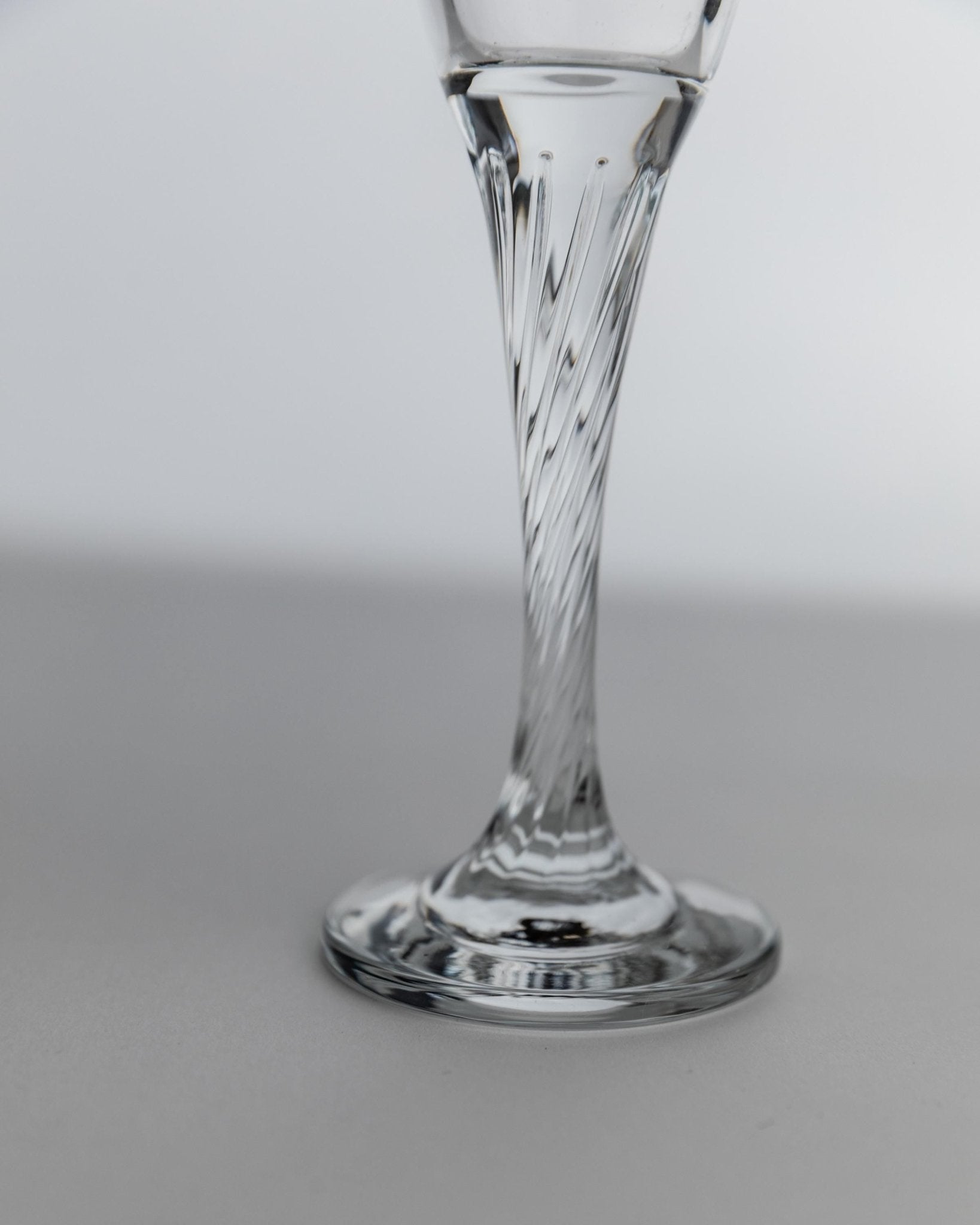 Vintage Champagnerglas Set von 8, geschwungener Stiel, klar, Geschenkidee