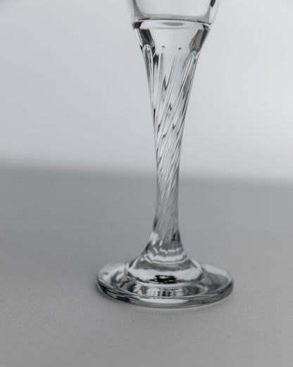 Vintage Champagnerglas Set von 8, geschwungener Stiel, klar, Geschenkidee