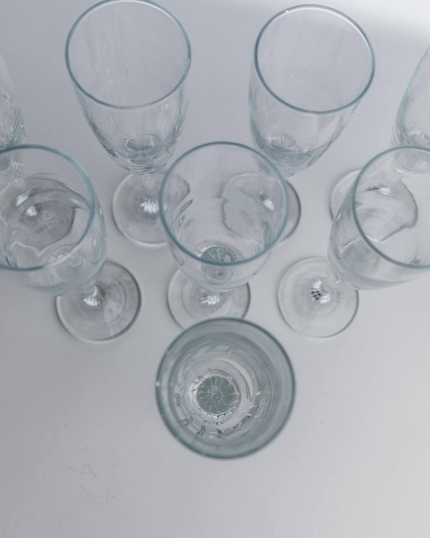 Vintage Champagnerglas Set von 8, geschwungener Stiel, klar, Geschenkidee