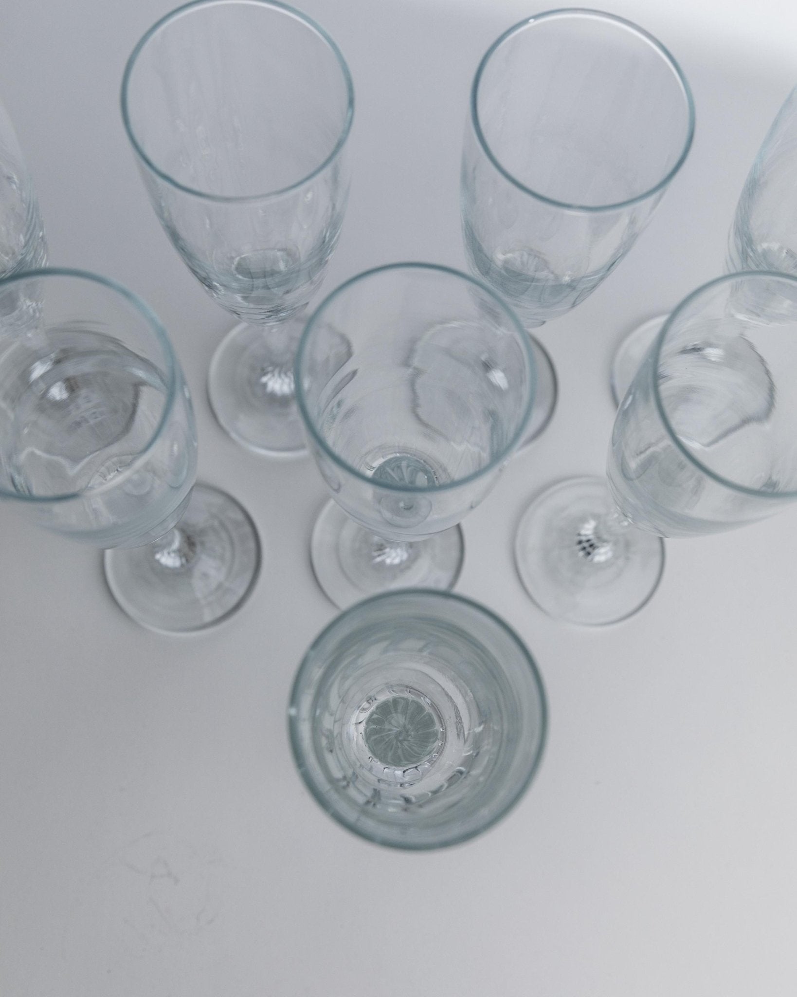 Vintage Champagnerglas Set von 8, geschwungener Stiel, klar, Geschenkidee