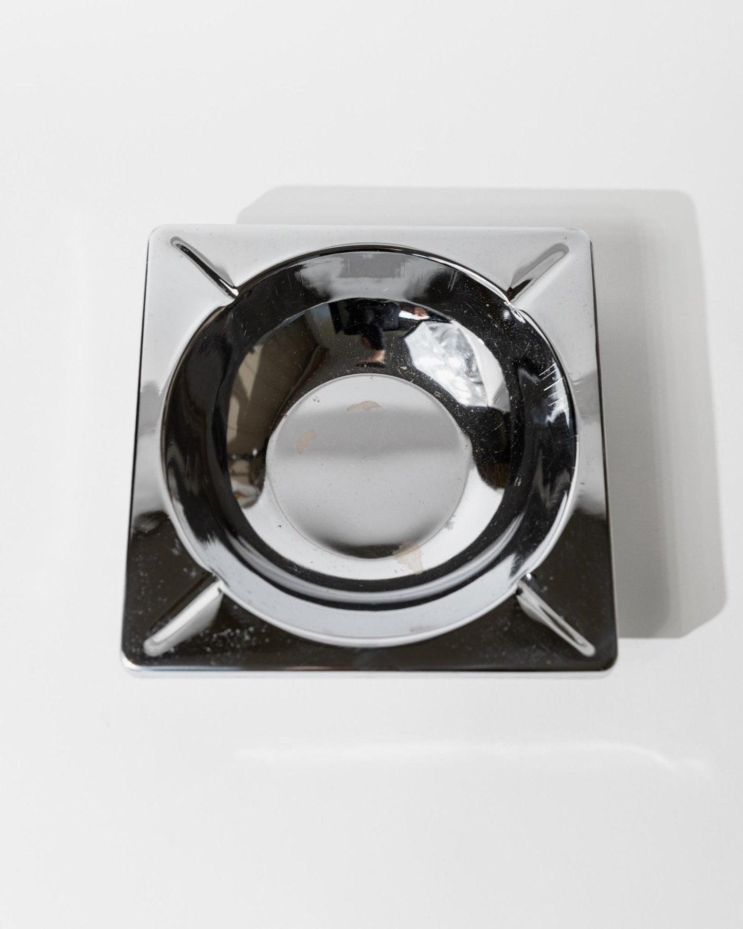 Vintage Aschenbecher aus Chrom, quadratisch, brutalistisches Design