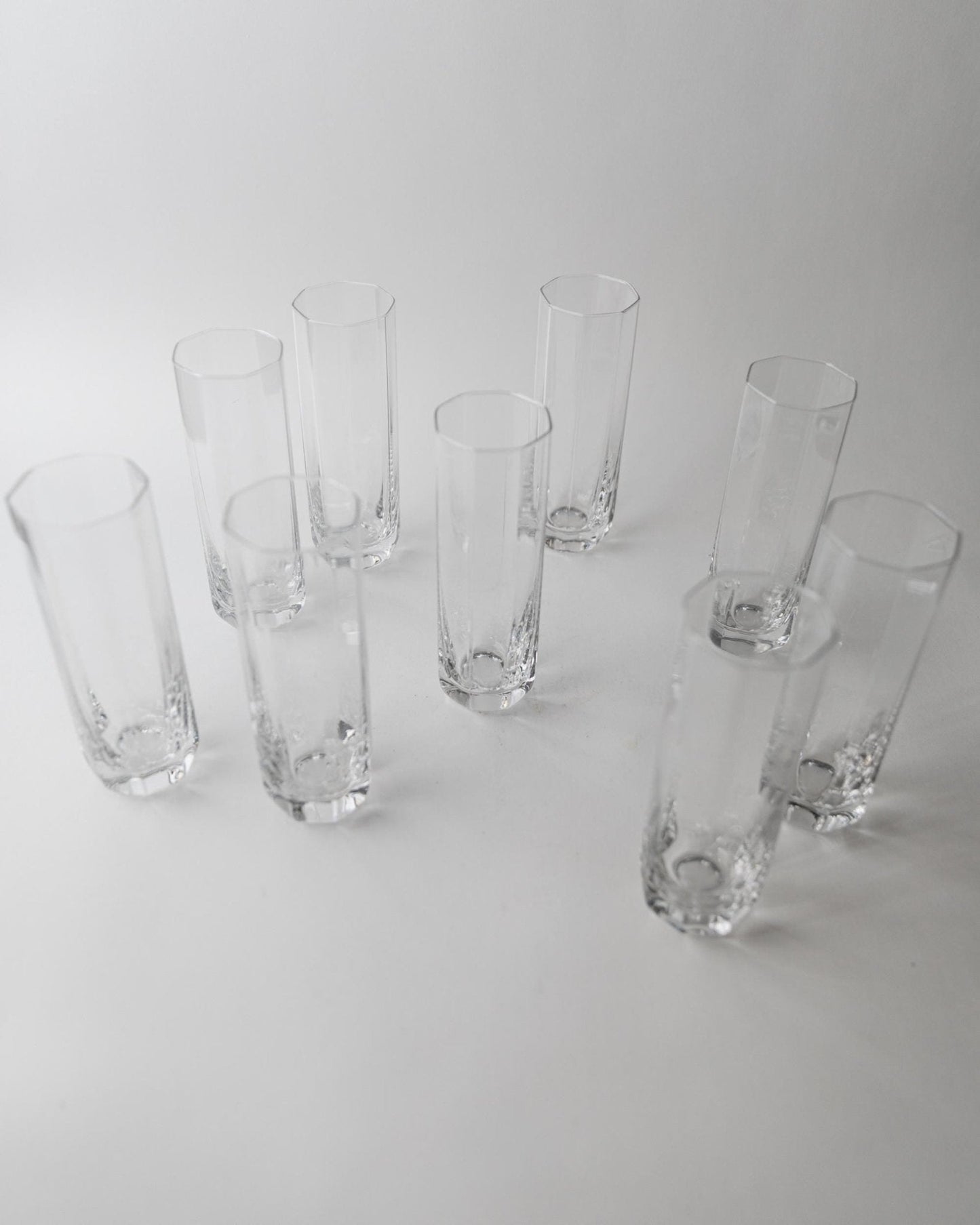 Set von 9 Vintage Trinkgläser Murano Achteckig