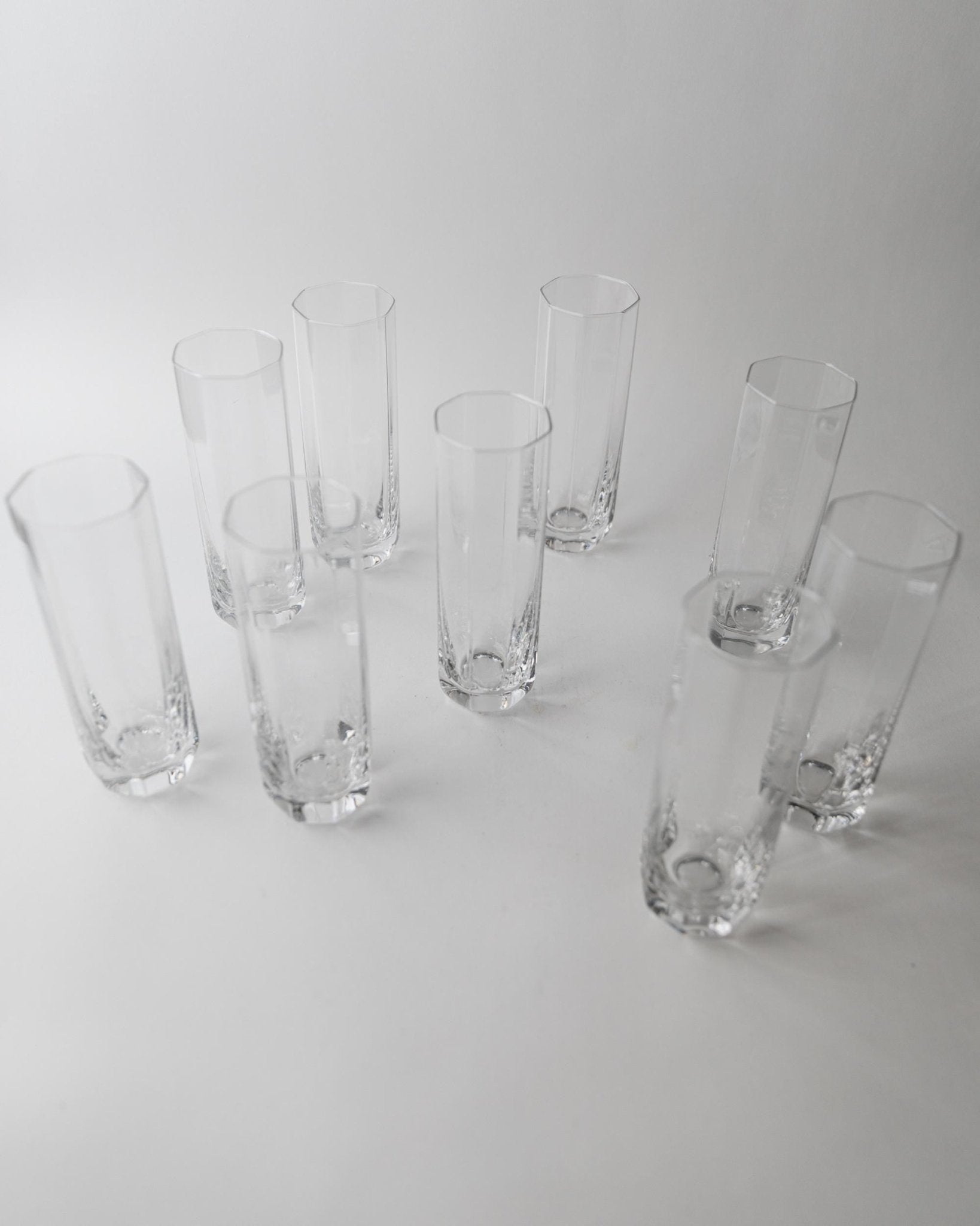 Set von 9 Vintage Trinkgläser Murano Achteckig