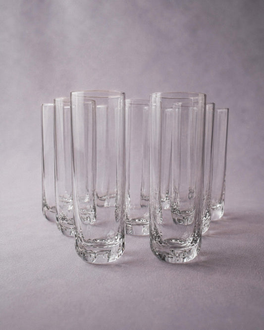 Set von 9 Vintage Trinkgläser Murano Achteckig
