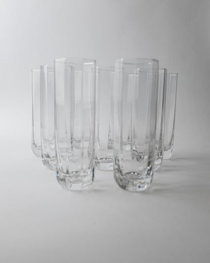Set von 9 Vintage Trinkgläser Murano Achteckig