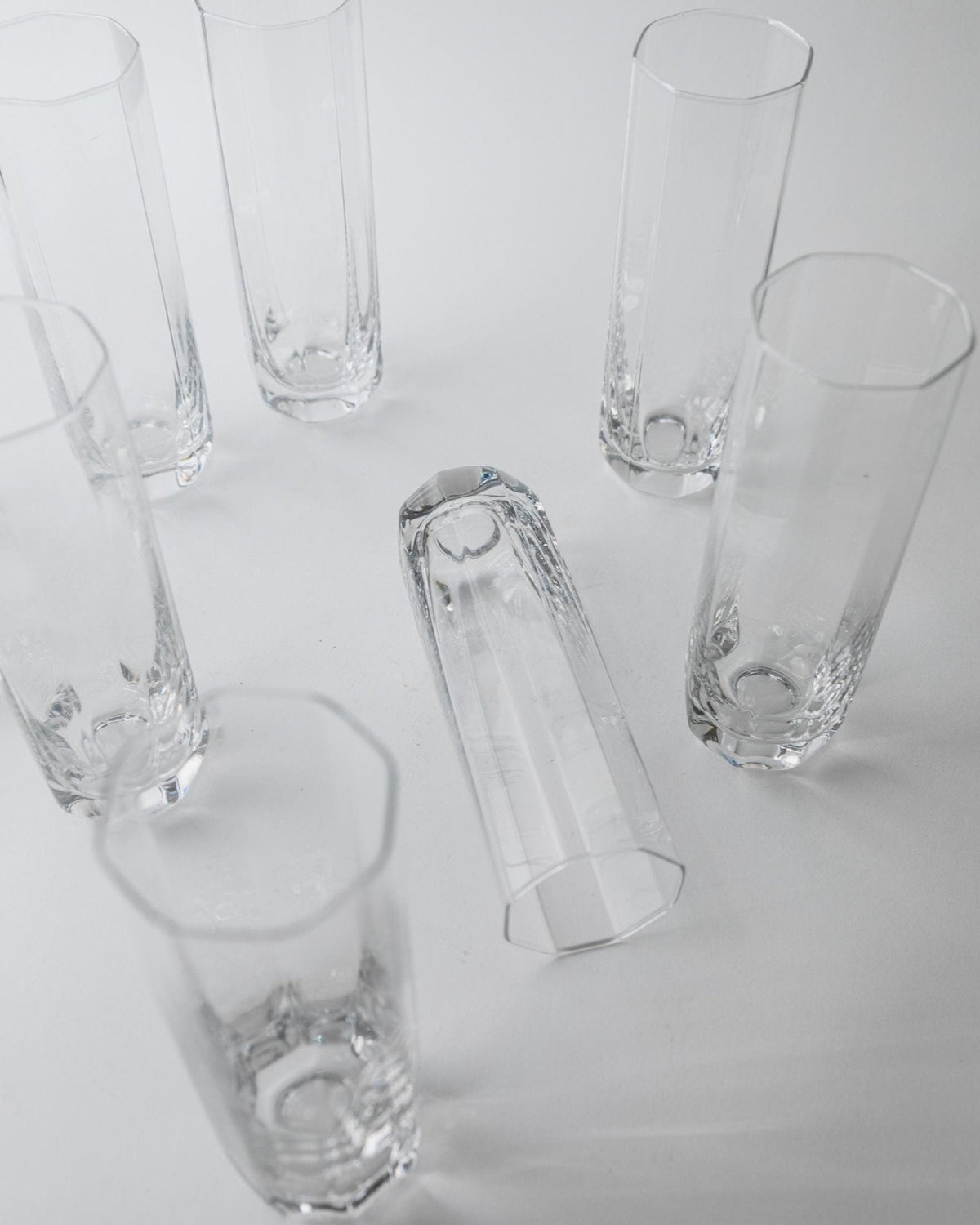 Set von 9 Vintage Trinkgläser Murano Achteckig