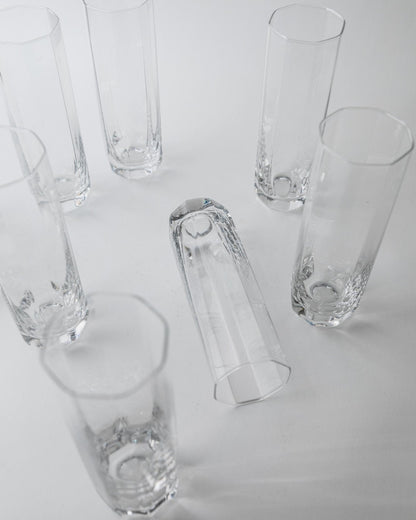Set von 9 Vintage Trinkgläser Murano Achteckig