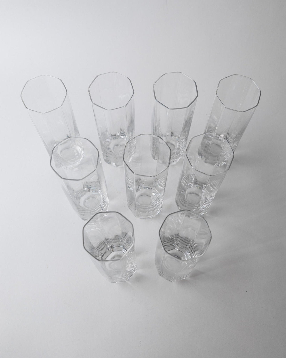 Set von 9 Vintage Trinkgläser Murano Achteckig