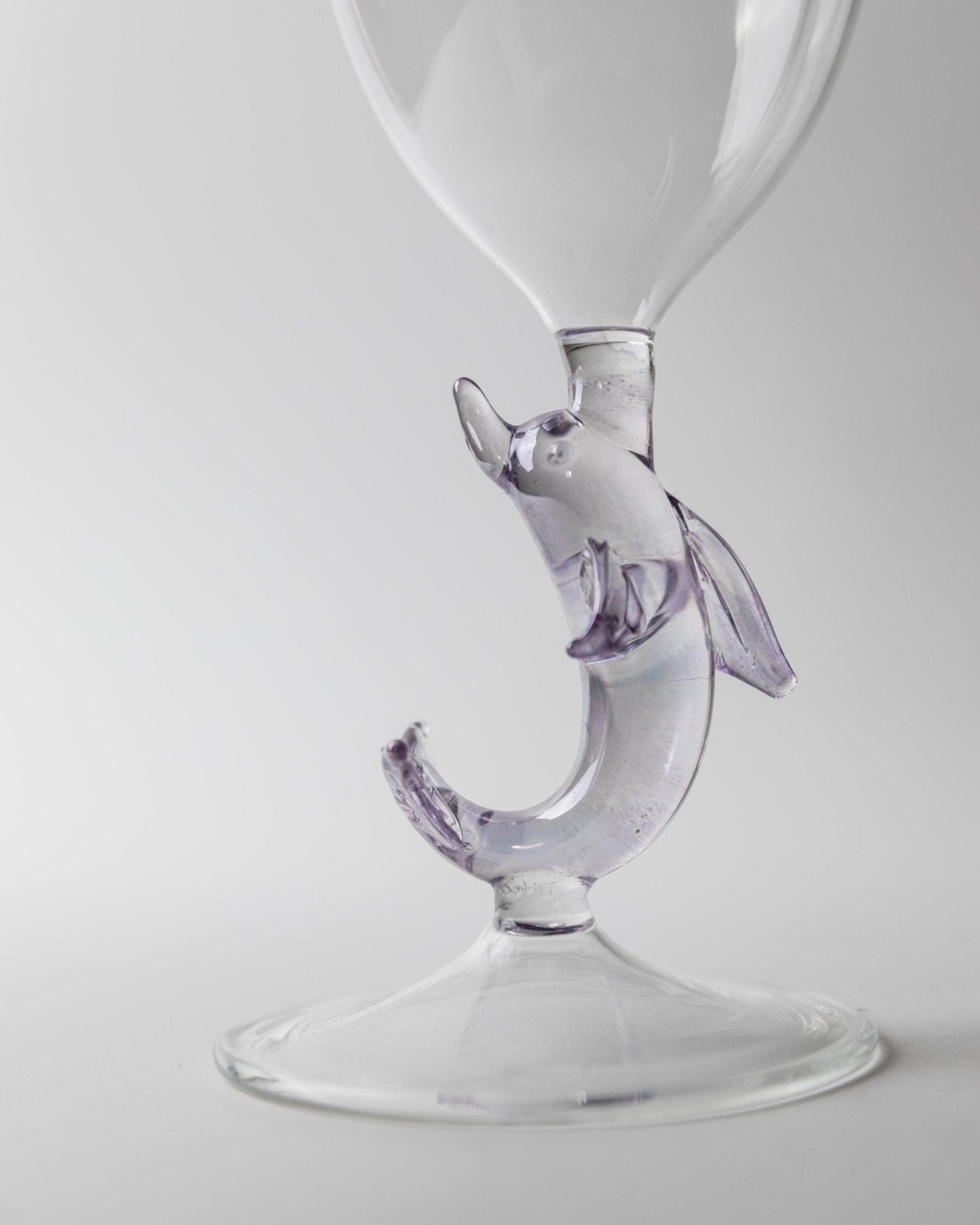 Set von 2 Vintage Weinglas mit Delfinfuß von Murano, Lila