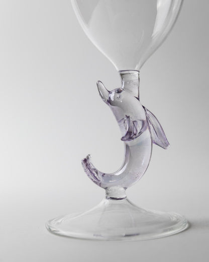 Set von 2 Vintage Weinglas mit Delfinfuß von Murano, Lila