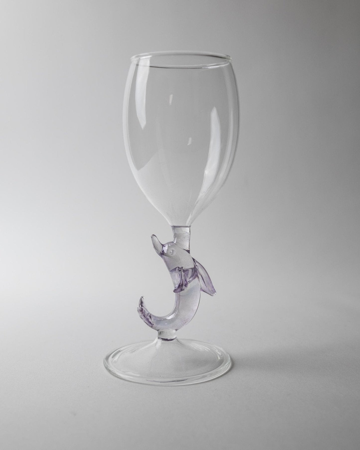 Set von 2 Vintage Weinglas mit Delfinfuß von Murano, Lila