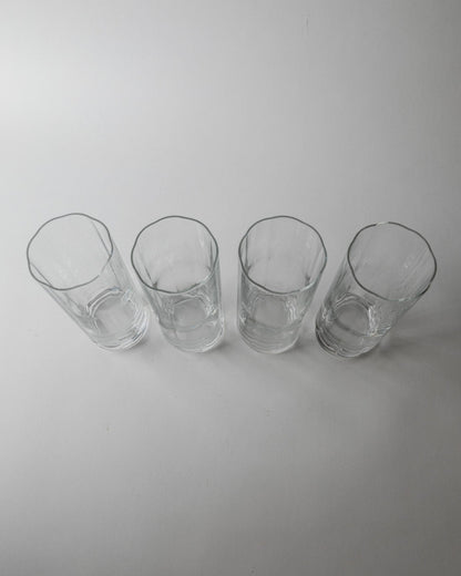 Set von 4 Vintage Wassergläser Murano, gerippt