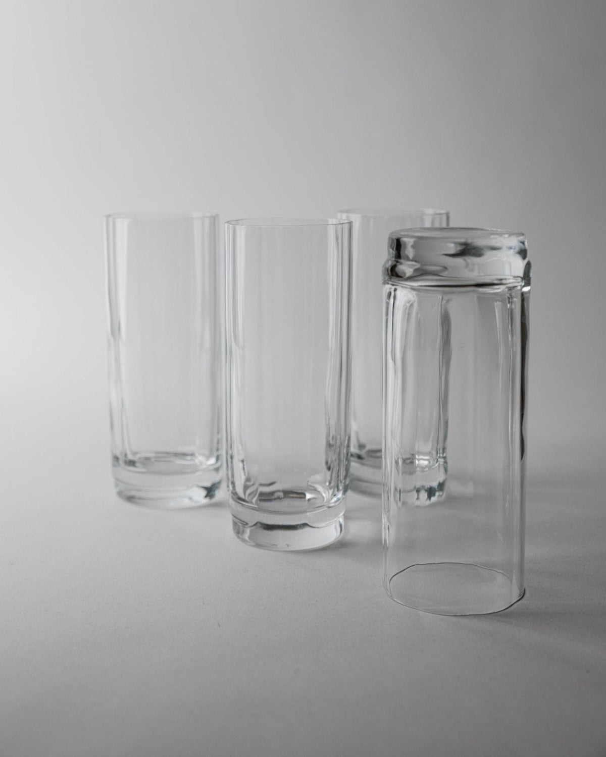 Set von 4 Vintage Wassergläser Murano, gerippt
