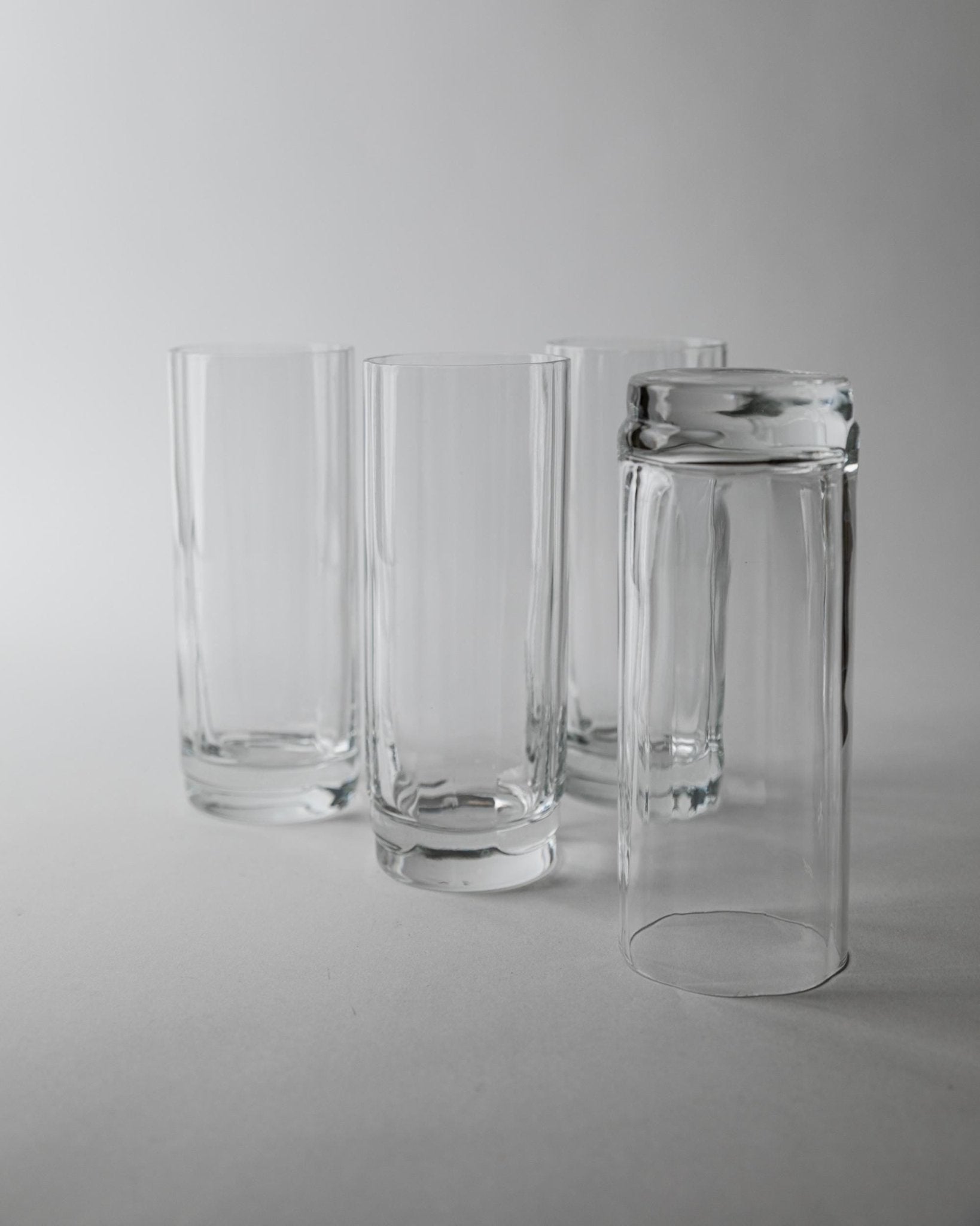 Set von 4 Vintage Wassergläser Murano, gerippt