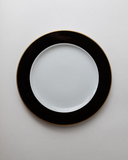 Vintage Geschirrset für 12 Personen von Eschenbach Bavaria, Schwarz-Weiß-Gold