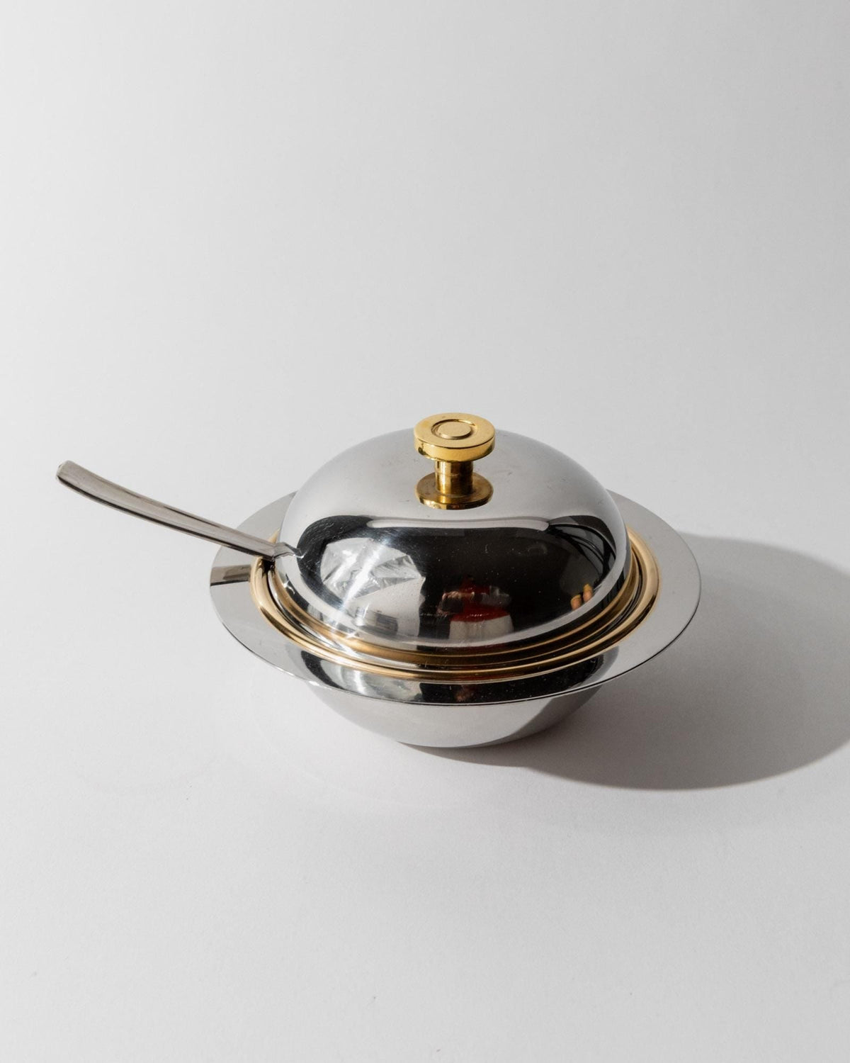 Vintage Schüssel Set von 2 mit Deckel von Morinox für Salat oder Dessert goldene Details