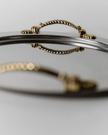 Vintage Tablett rund mit goldenen Griffen von Inoxpran