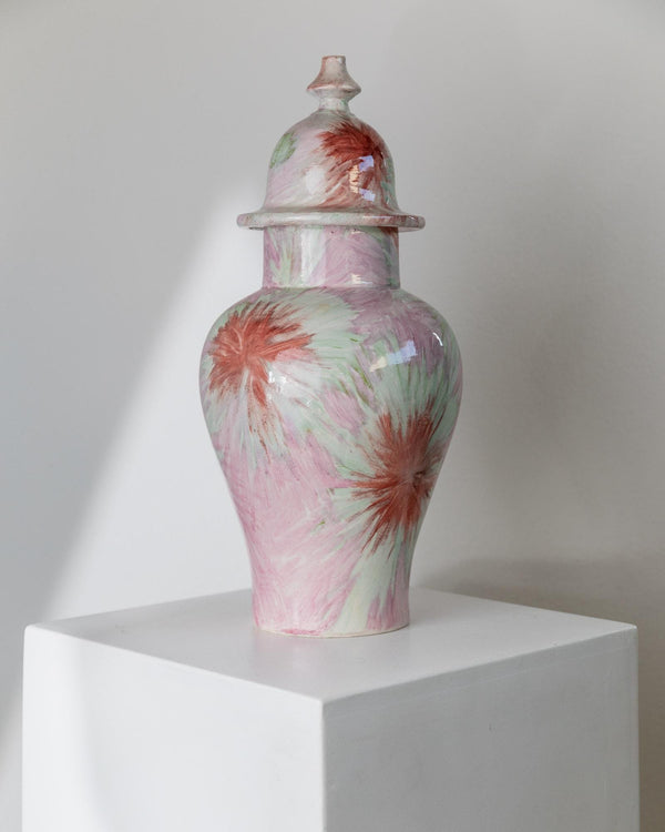 Vintage Vase mit Deckel von Rosso Verde M. Porpora für Italien, groß, glasiert, 1990er