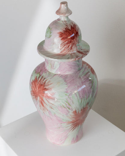 Vintage Vase mit Deckel von Rosso Verde M. Porpora für Italien, groß, glasiert, 1990er