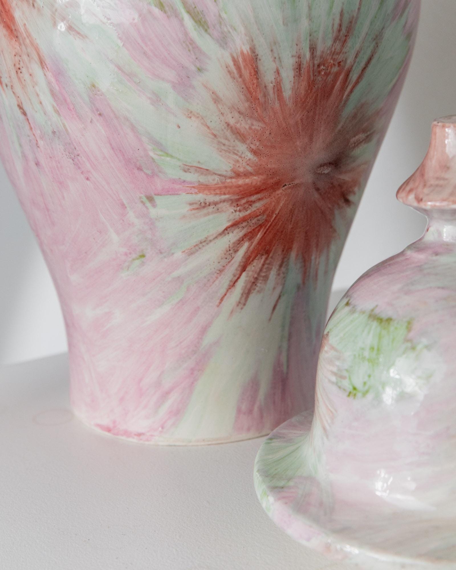 Vintage Vase mit Deckel von Rosso Verde M. Porpora für Italien, groß, glasiert, 1990er