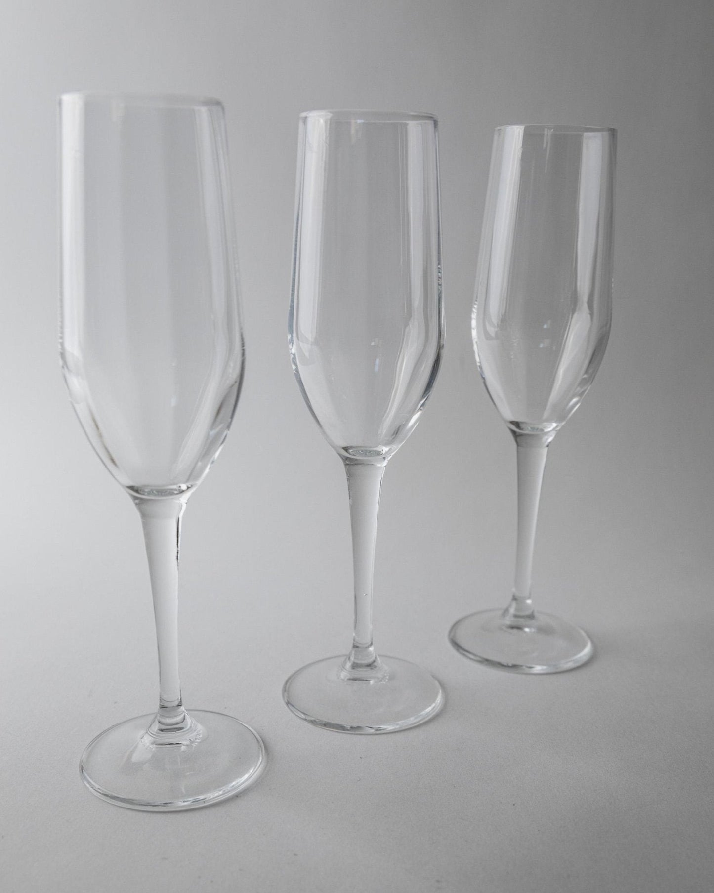 Set von 7 Vintage Champagnergläser, Klarglas mit Flötenform