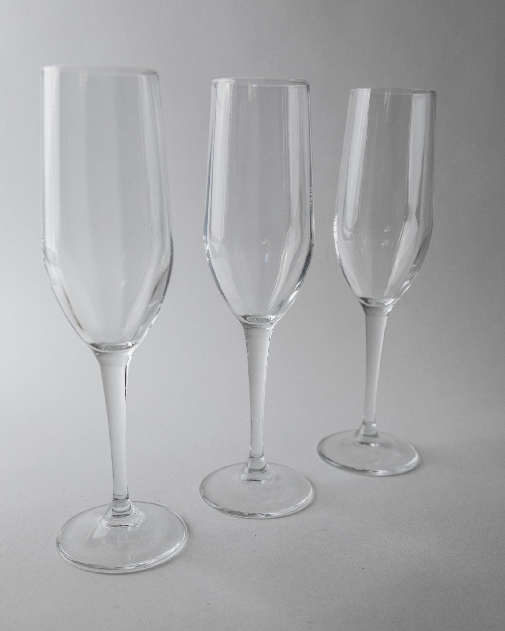Set von 7 Vintage Champagnergläser, Klarglas mit Flötenform