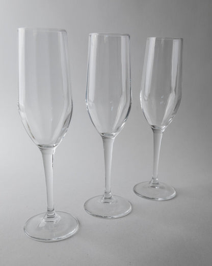 Set von 7 Vintage Champagnergläser, Klarglas mit Flötenform