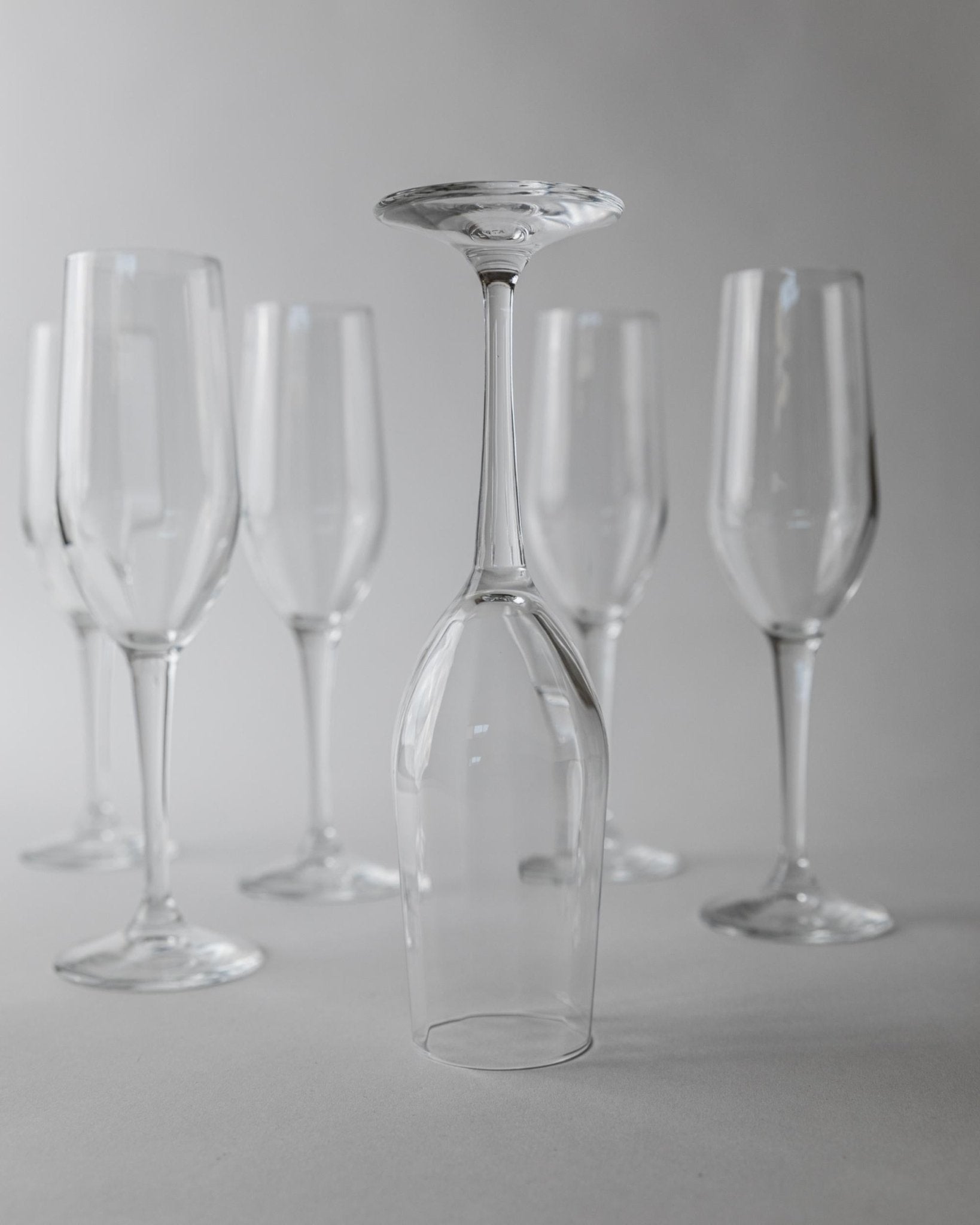 Set von 7 Vintage Champagnergläser, Klarglas mit Flötenform
