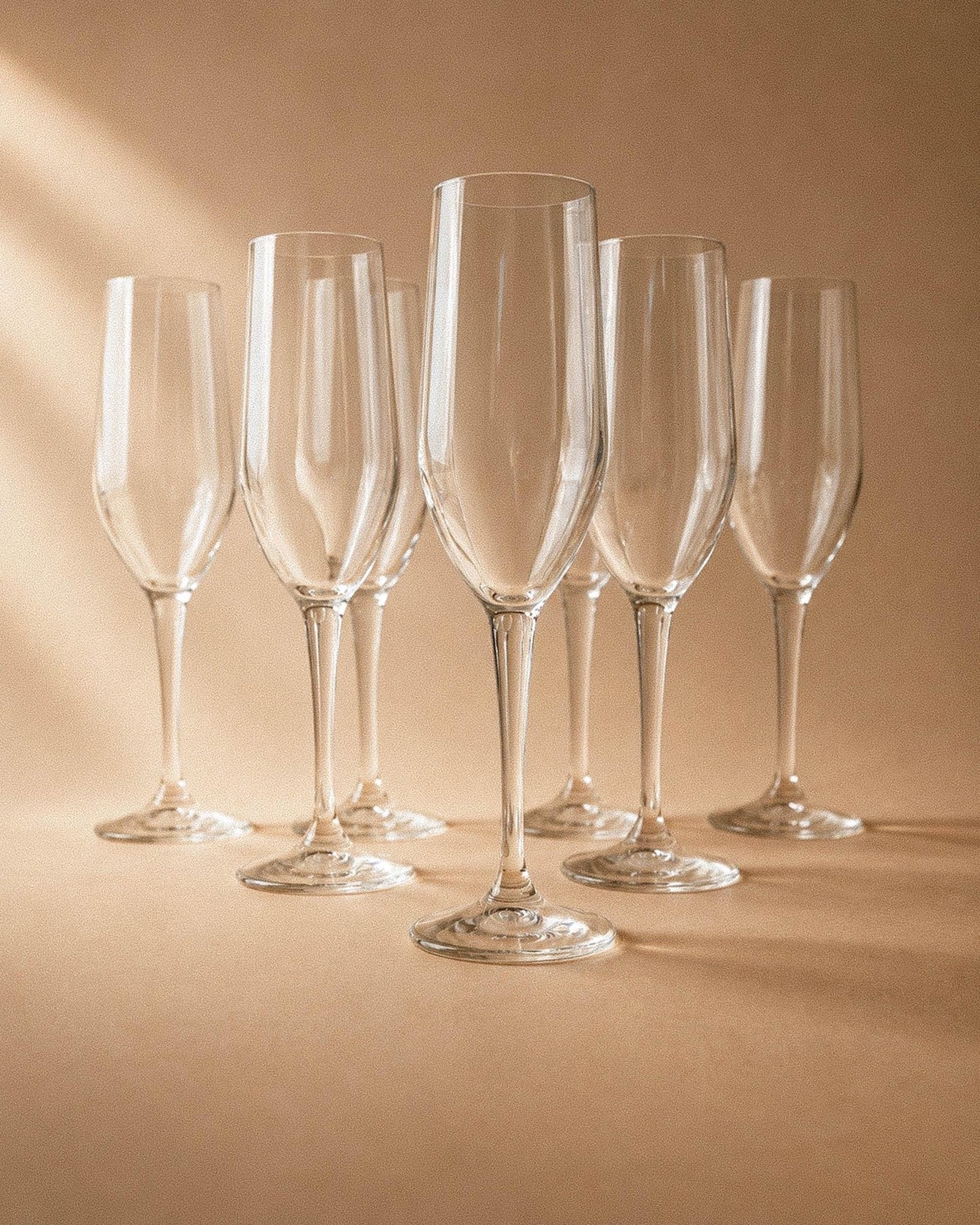 Set von 7 Vintage Champagnergläser, Klarglas mit Flötenform