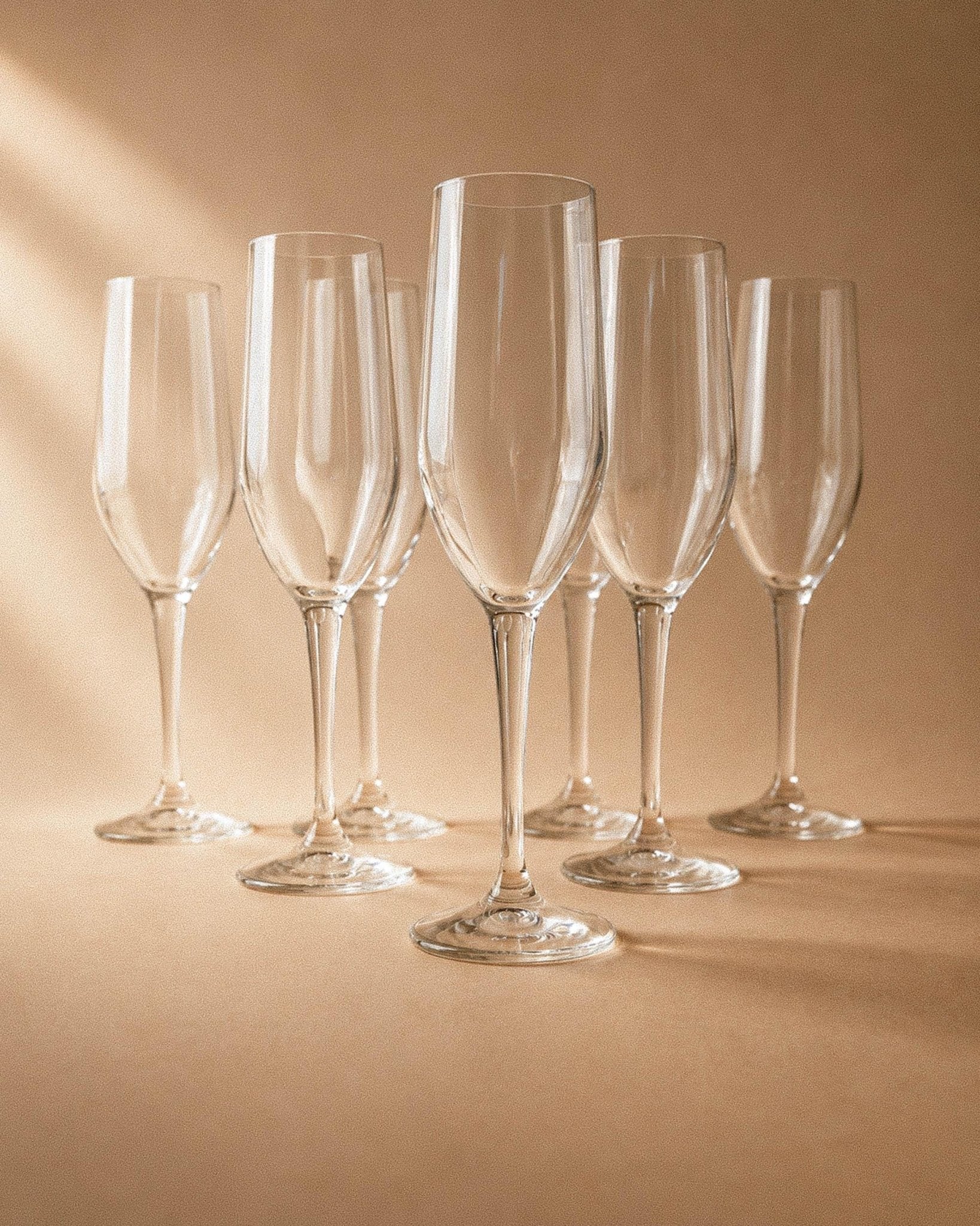 Set von 7 Vintage Champagnergläser, Klarglas mit Flötenform