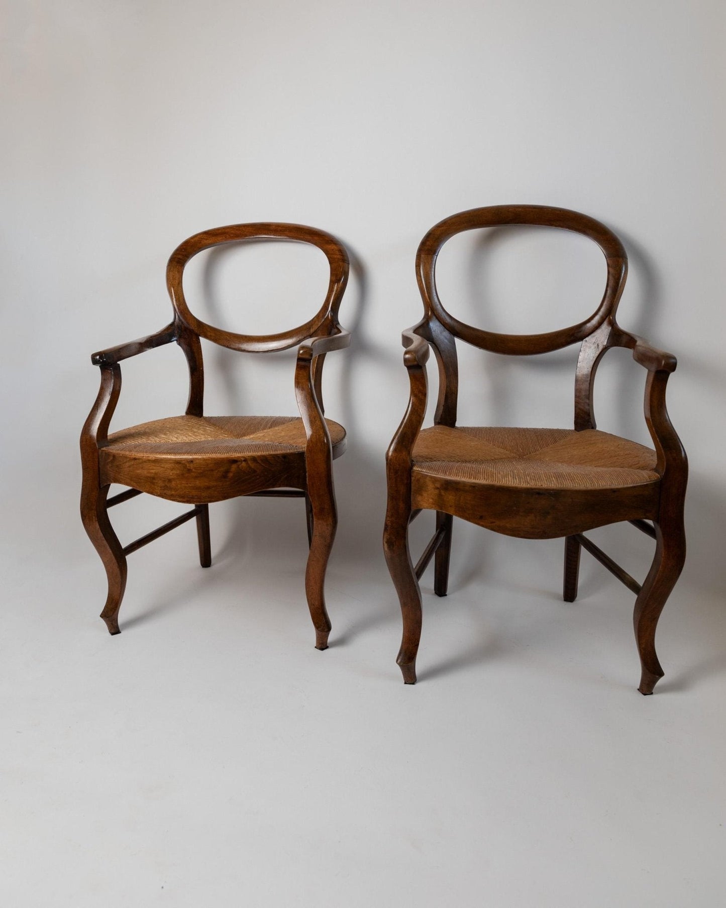 Set von 2 Vintage Armlehnstühle Louis Philippe aus Kirschholz
