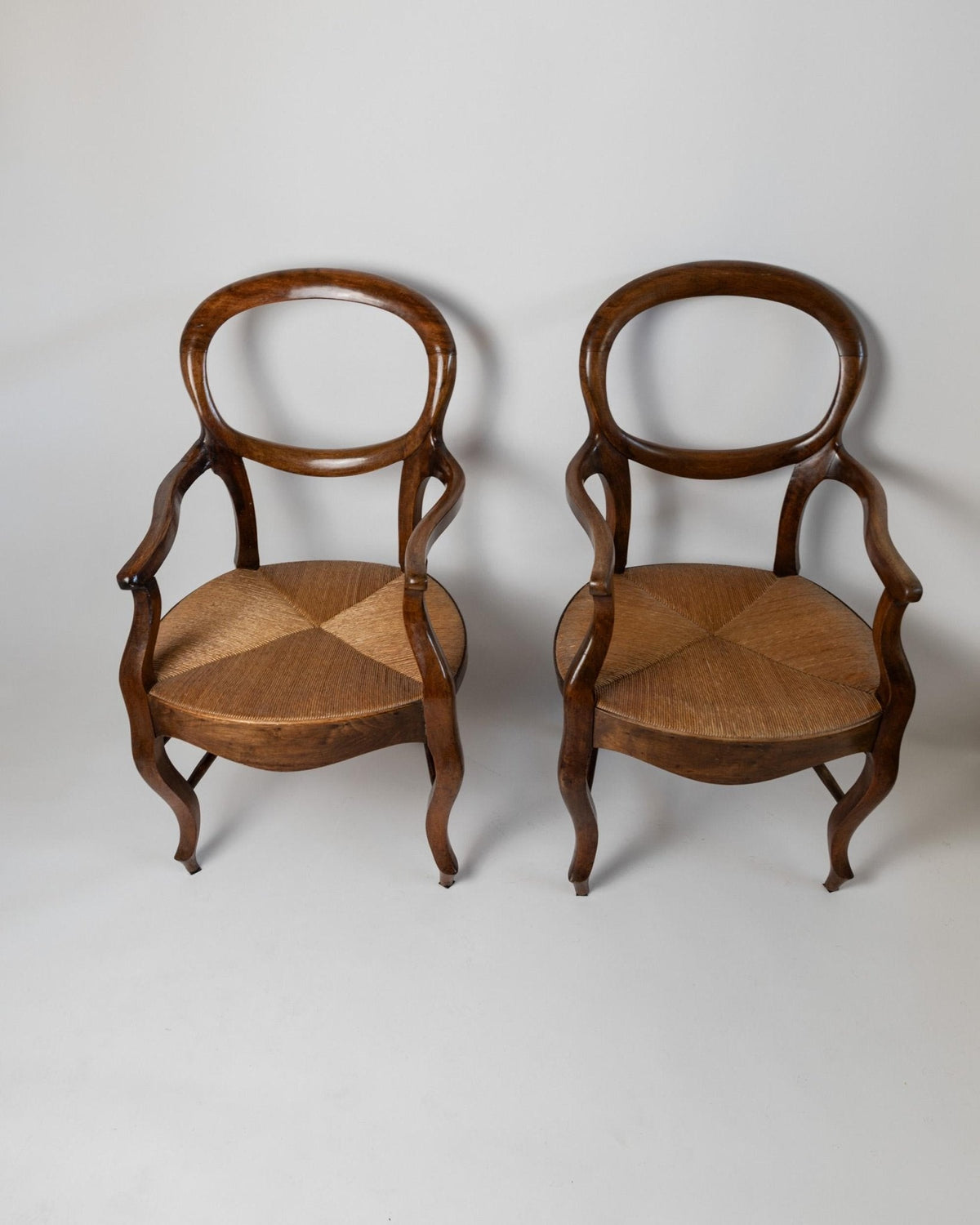 Set von 2 Vintage Armlehnstühle Louis Philippe aus Kirschholz