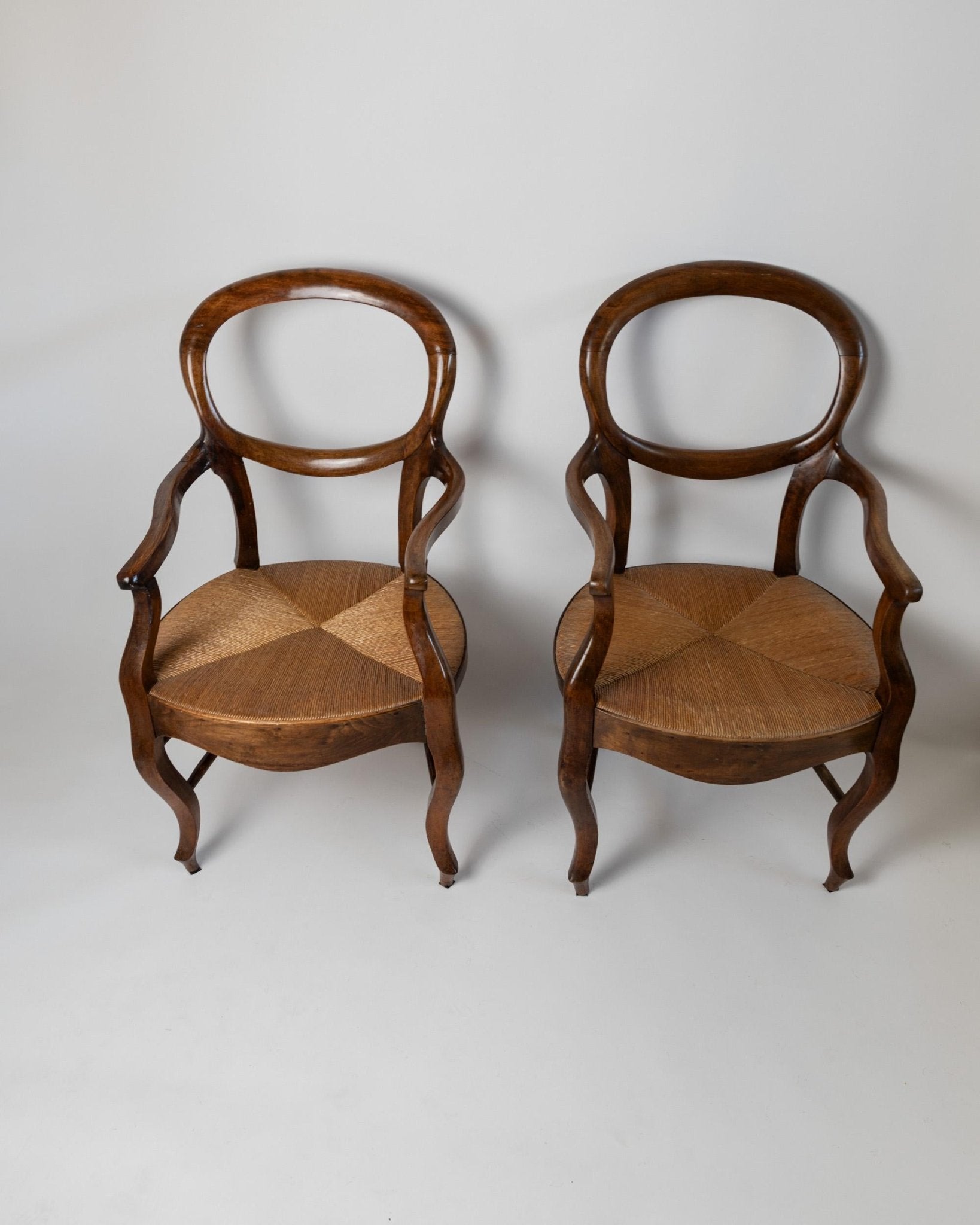 Set von 2 Vintage Armlehnstühle Louis Philippe aus Kirschholz