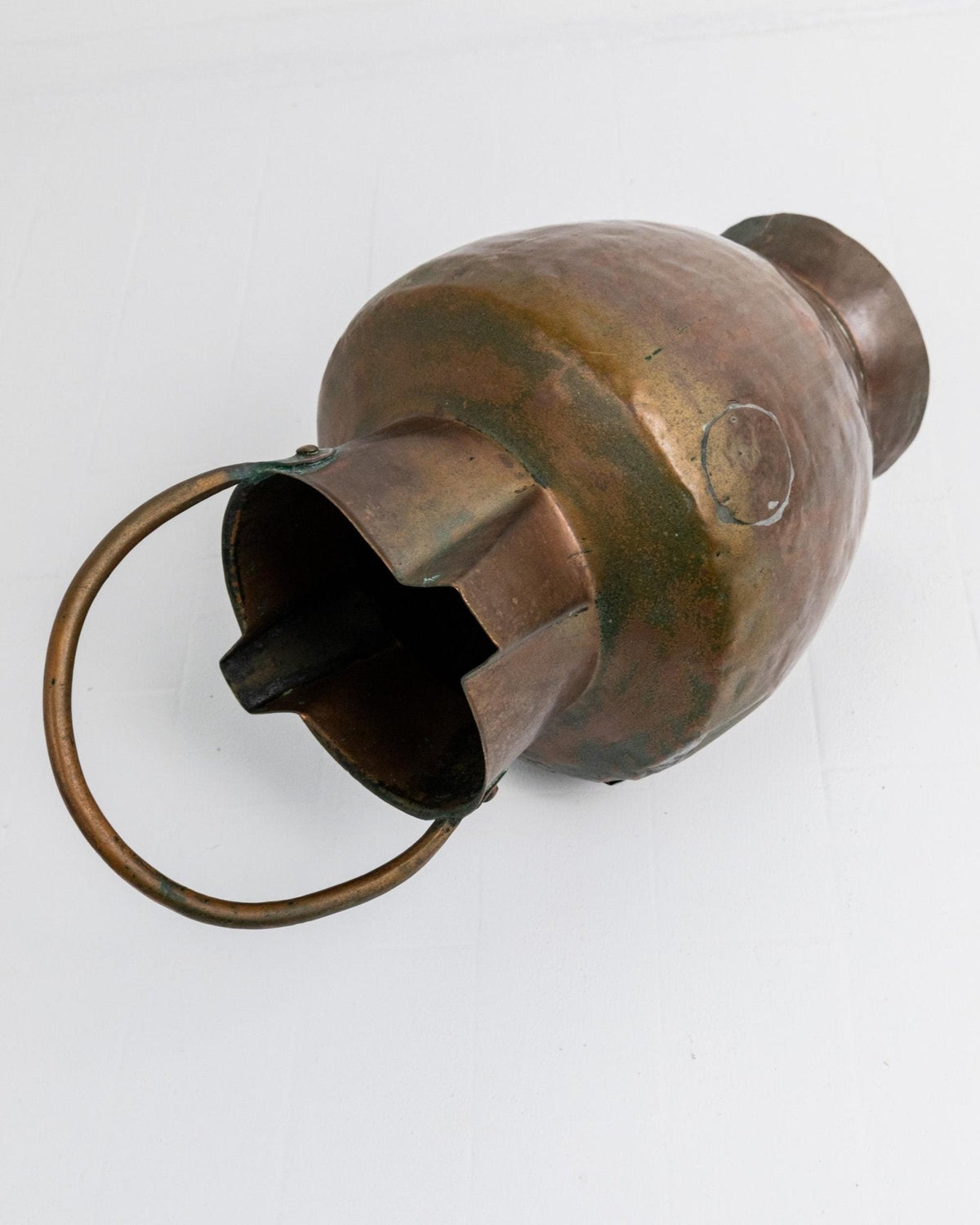 Vintage Metallkrug aus Kupfer und Messing mit Henkel, rustikales Landhausdesign