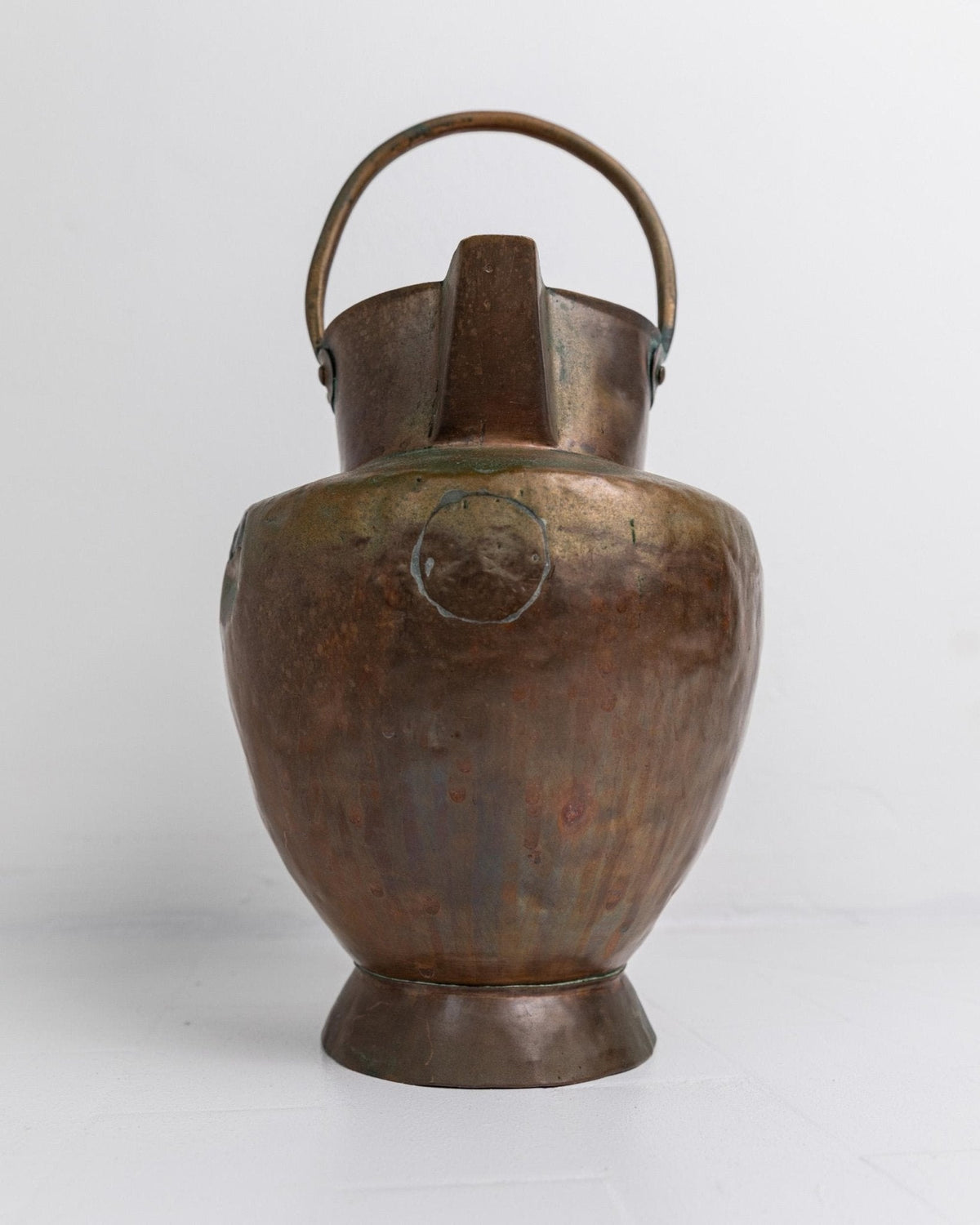 Vintage Metallkrug aus Kupfer und Messing mit Henkel, rustikales Landhausdesign