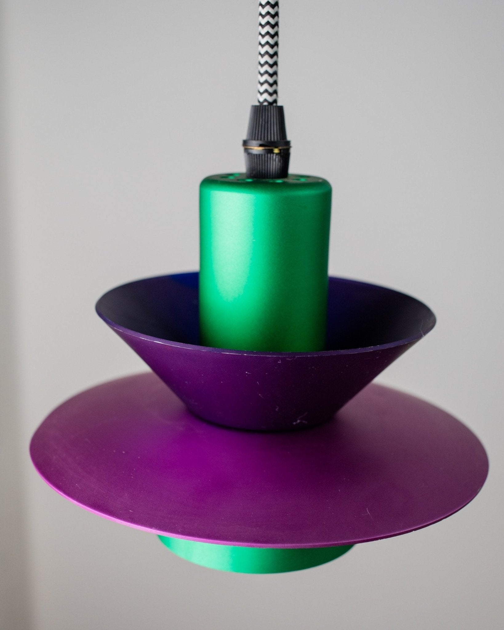 Vintage Deckenlampe lila grün Aluminium Metall