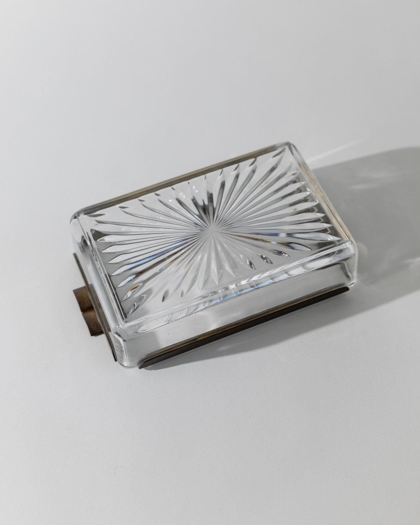 Vintage ashtray glass and metal Italy 1930s