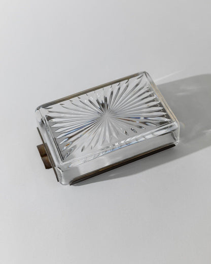 Vintage ashtray glass and metal Italy 1930s