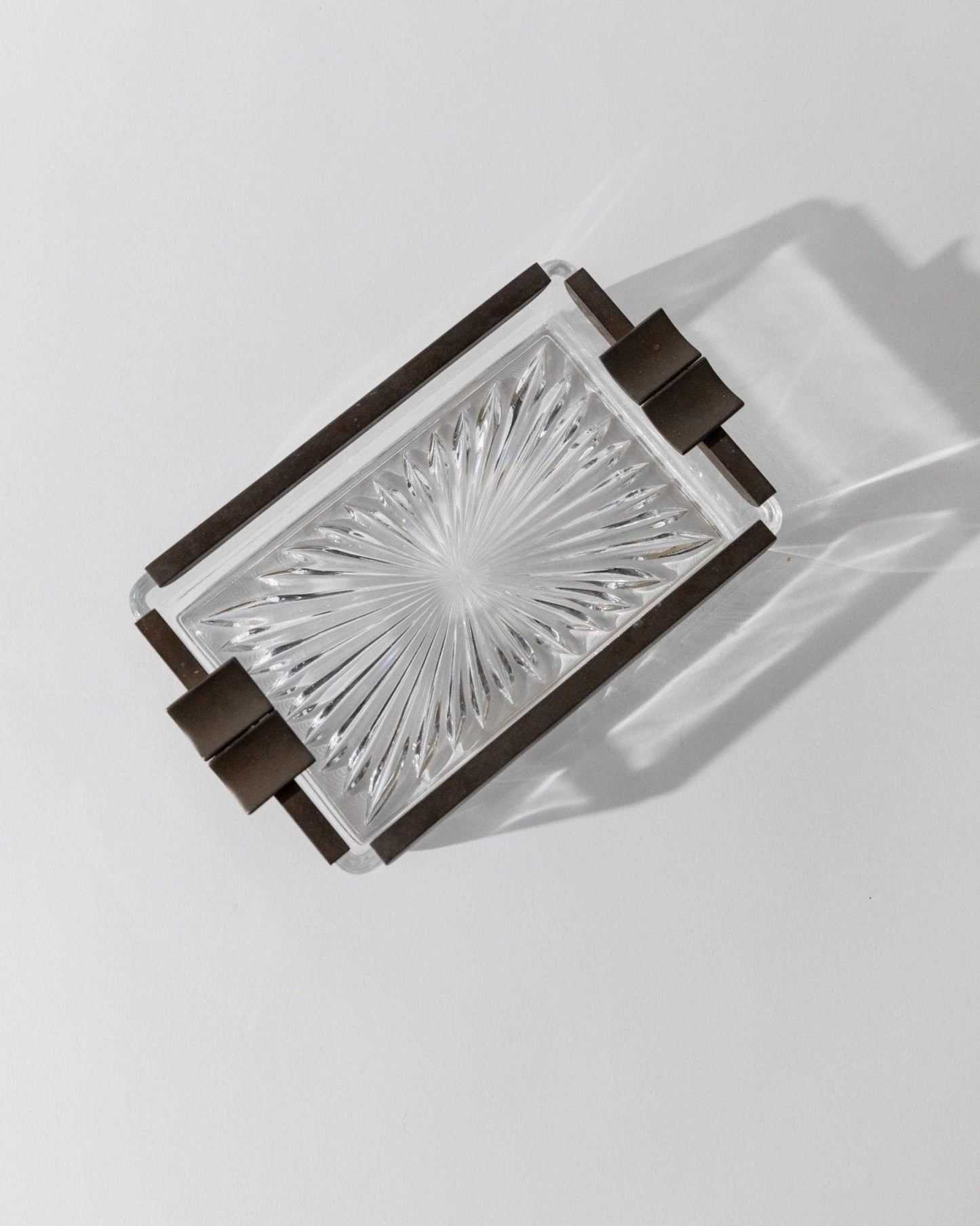 Vintage ashtray glass and metal Italy 1930s