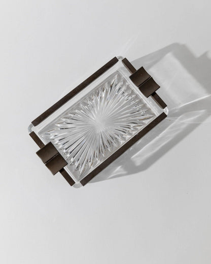 Vintage ashtray glass and metal Italy 1930s