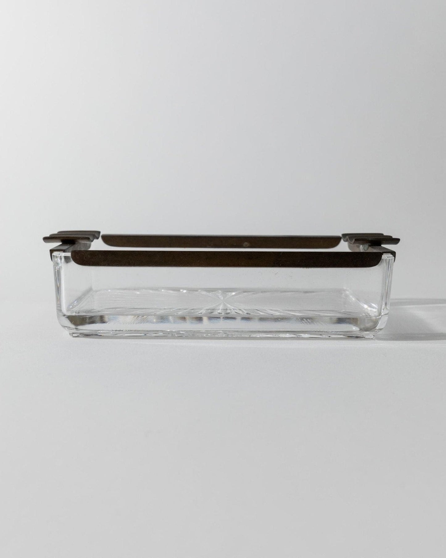 Vintage ashtray glass and metal Italy 1930s