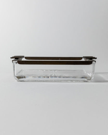 Vintage ashtray glass and metal Italy 1930s