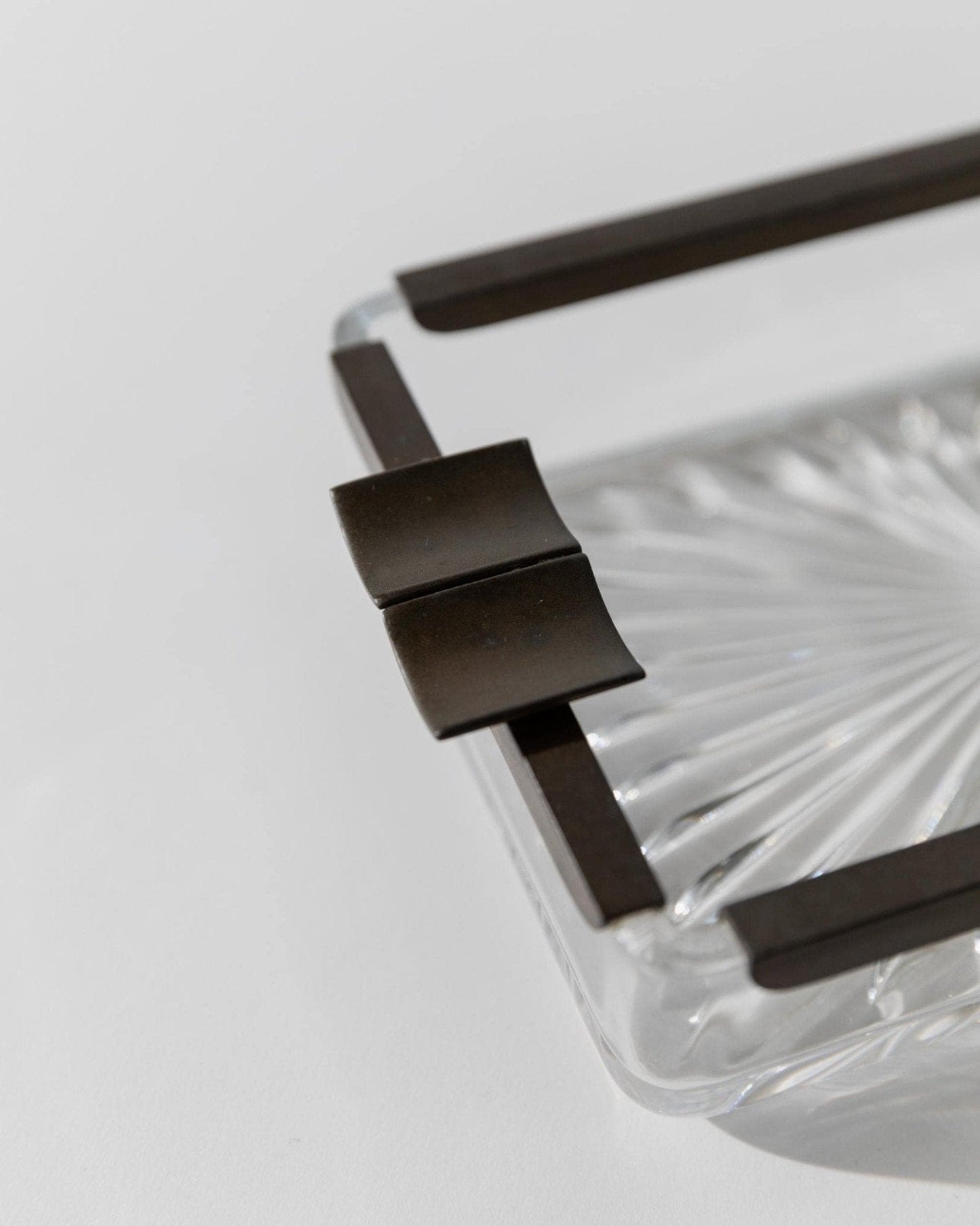 Vintage ashtray glass and metal Italy 1930s