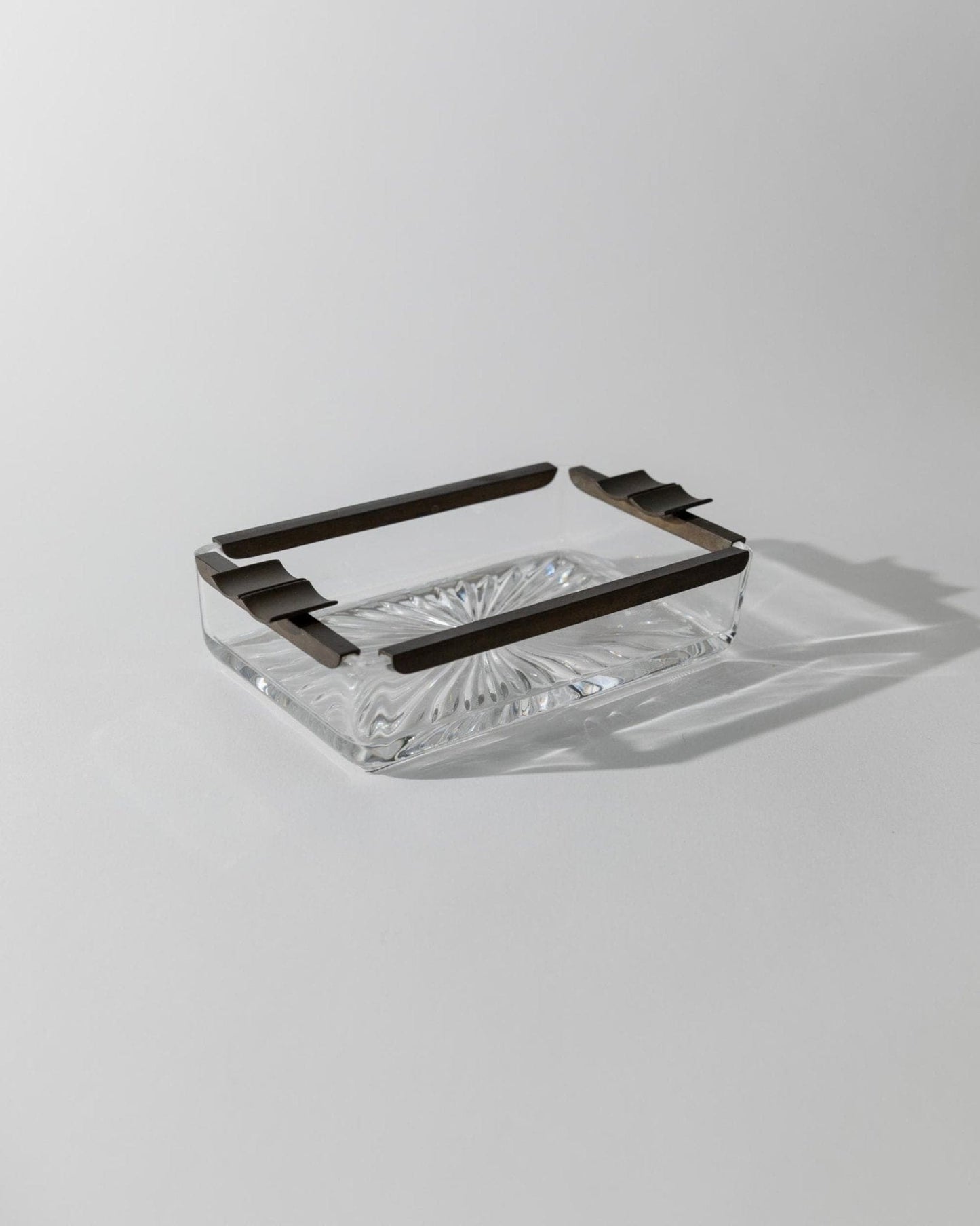 Vintage ashtray glass and metal Italy 1930s