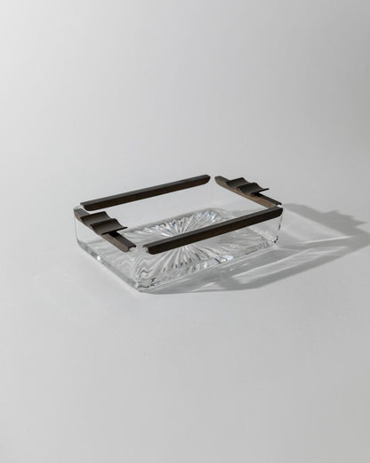 Vintage ashtray glass and metal Italy 1930s